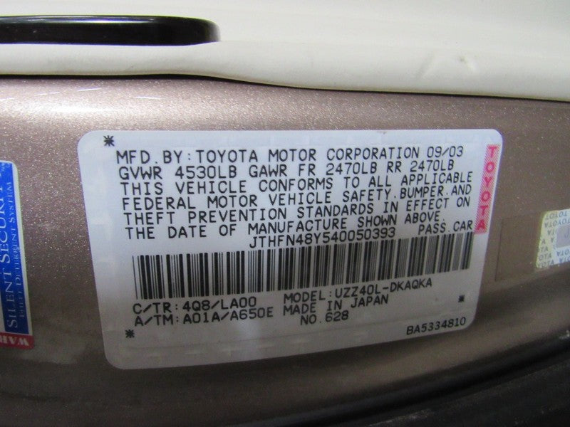 02-10 Lexus SC430 Left LH Driver Side Taillight Tail Light Lamp