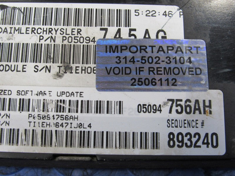 PROGRAMMED PLUG & PLAY 07 Chrysler Pacifica 3.8 FWD ECM 05094756AH 756