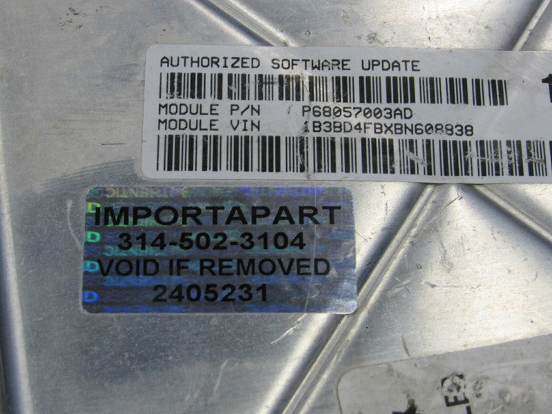 11 Avenger Chrysler 200 2.4L ECU ECM PCM Engine Computer 68057003AD 00