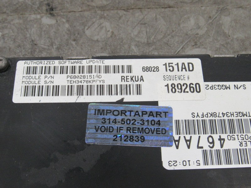 PLUG & PLAY 09 Grand Cherokee WK 3.7L 4x2 Engine Computer ECU 68028151
