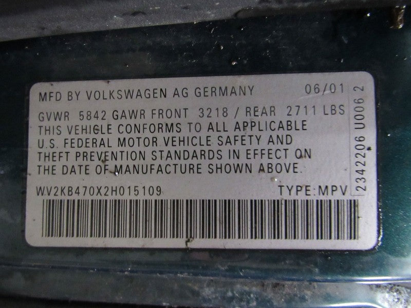 00-03 Volkswagen Eurovan Left LH Driver Side Master Power Window Switc