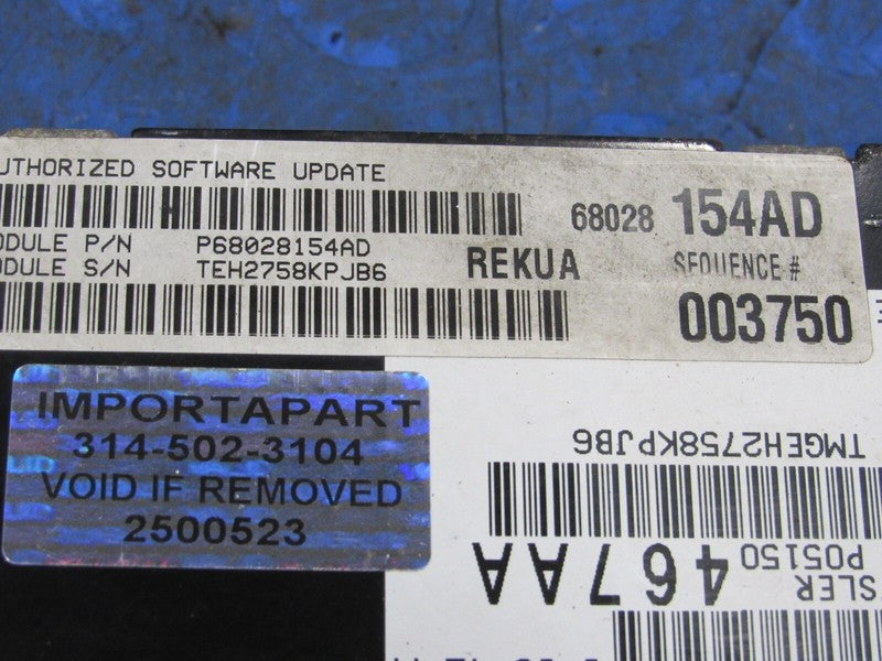 PROGRAMMED PLUG & PLAY 09 Grand Cherokee 3.7L AWD ECM 68028154AD 154 P