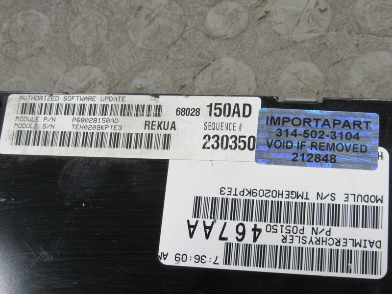 PLUG & PLAY 09 Grand Cherokee WK 3.7L 4x2 Engine Computer ECU 68028150