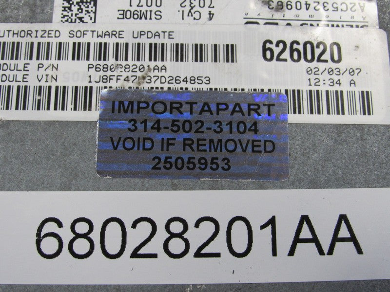 PLUG & PLAY 07 Compass Patriot 2.4 CVT 4WD Engine Computer ECU 6802820