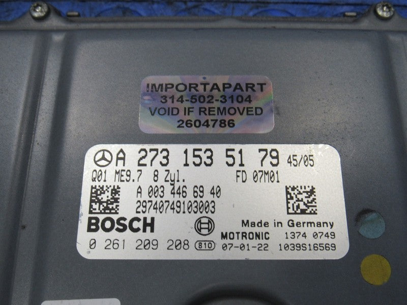 07 CLK550 CLS550 E550 SL550 ECU ECM Engine Computer UNLOCKED 273 153 5