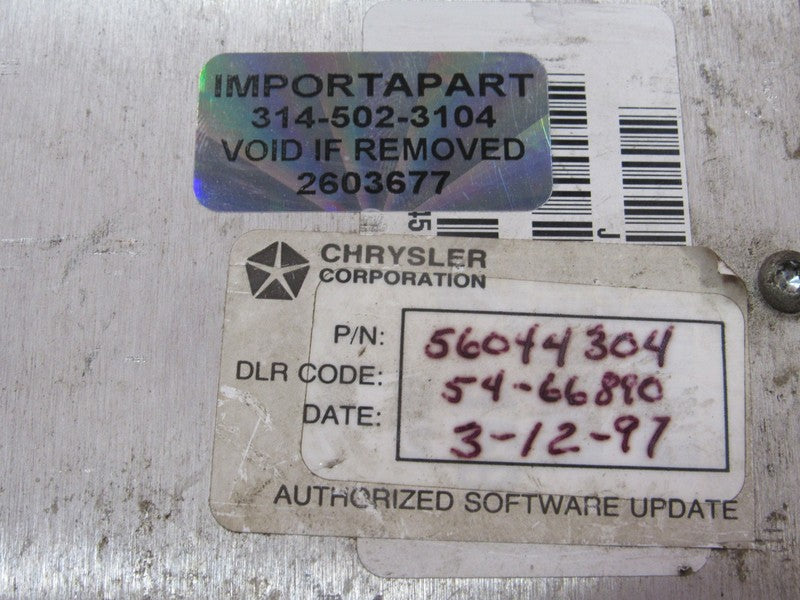 PROGRAMMED PLUG & PLAY 96 Jeep Grand Cherokee 5.2L ZJ ECU 56044304 304