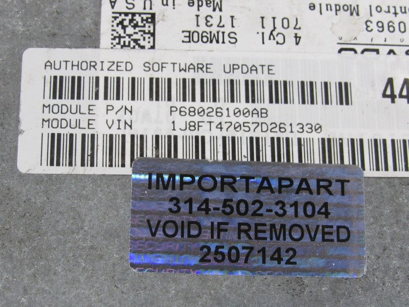 07 Compass Patriot 2.0L CVT FWD ECU PCM Engine Computer 68026100AB 100
