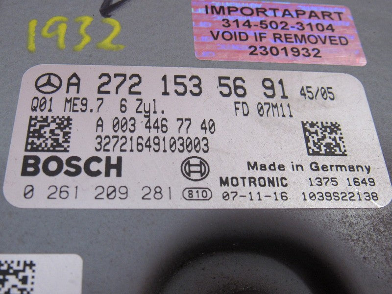08 Mercedes-Benz C300 ECU ECM PCM Engine Computer UNLOCKED 272 153 56 