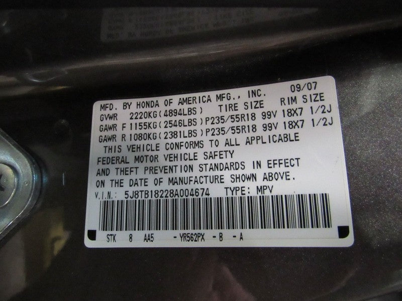 08-09 Acura RDX Right RH Passenger Side Front Door Trim Panel Gray
