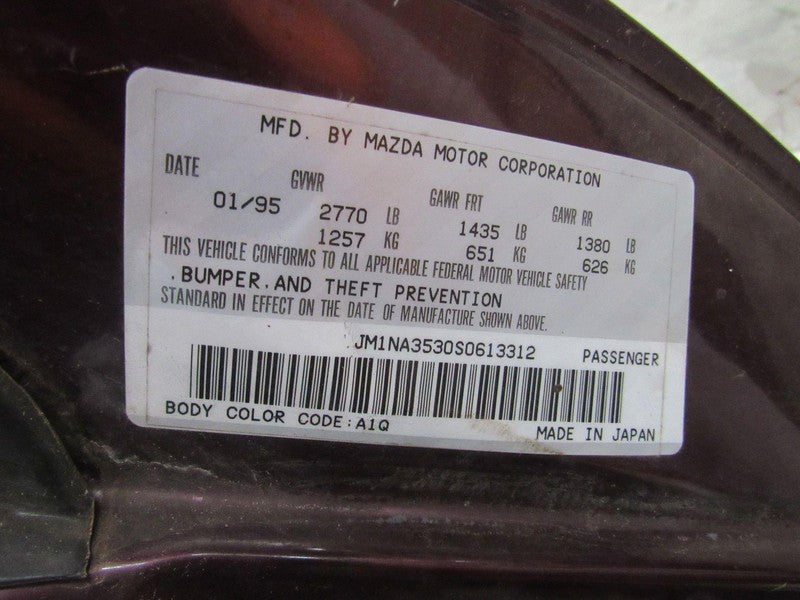 90-97 Mazda Miata MX-5 NA Right RH Passenger Side Tail Light Lamp Asse