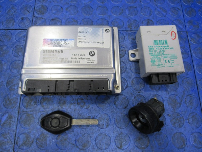 04 BMW 325i E46 AT DME EWS ECU ECM PCM Engine Computer Key Set 7536843