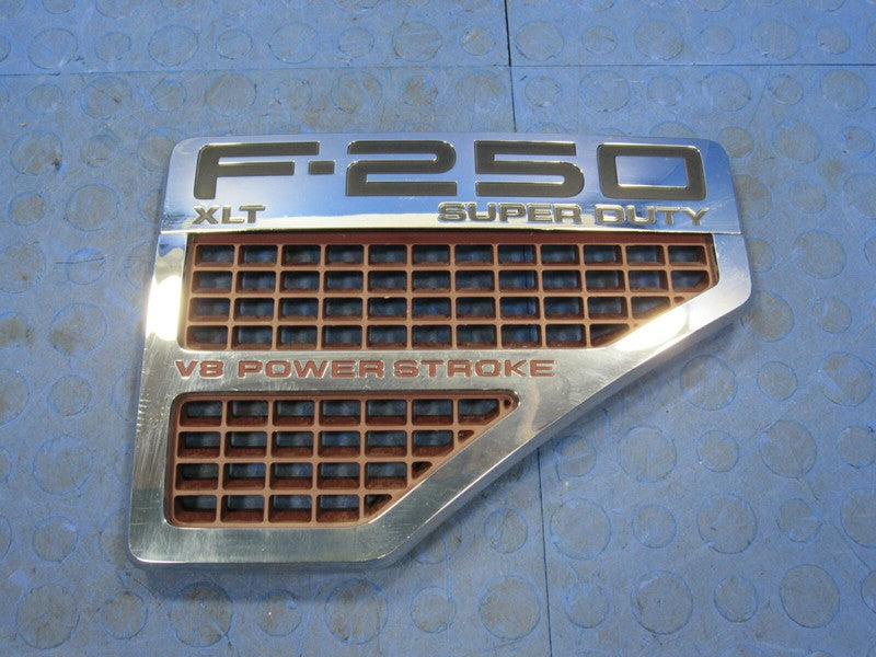 08-10 Ford F250 Super Duty XLT Power Stroke RH Passenger Fender Badge 