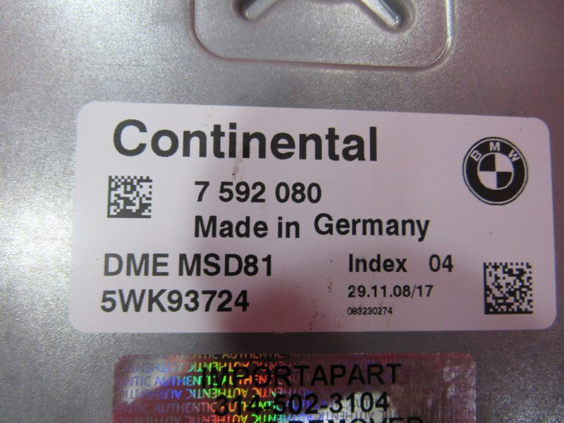 09 BMW 335i 3.0L E90 DME ECU ECM PCM CAS Engine Computer Key Set 7 592