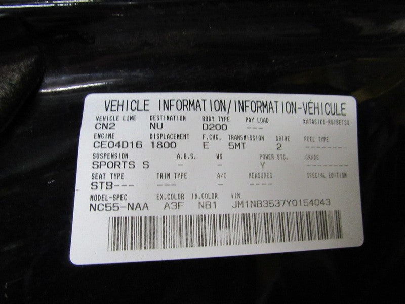 99-00 Mazda Miata MX-5 AC A/C Heater Climate Control Panel