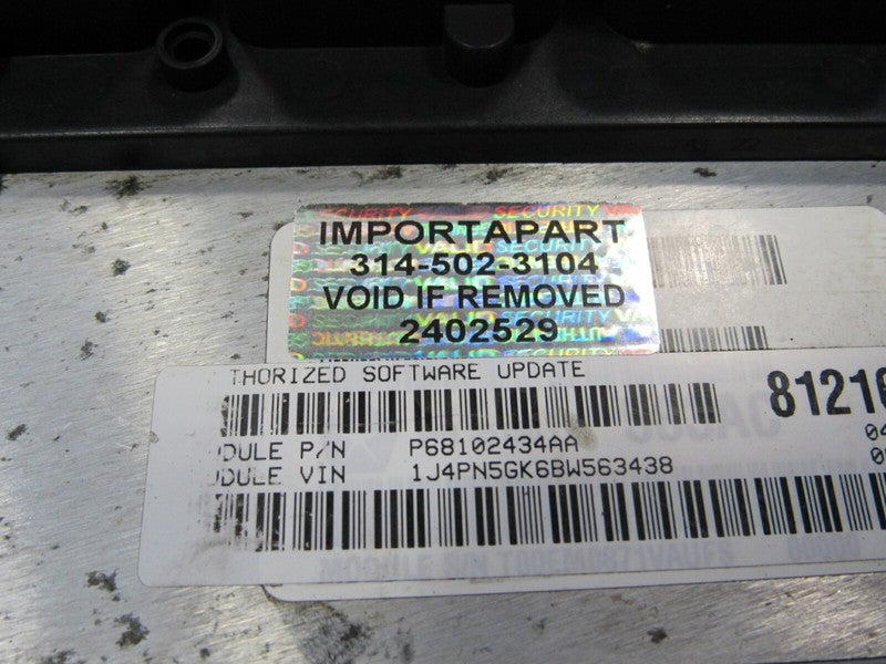 11 Jeep Liberty KK 3.7L V6 ECU ECM PCM Engine Computer 68102434AA 434 