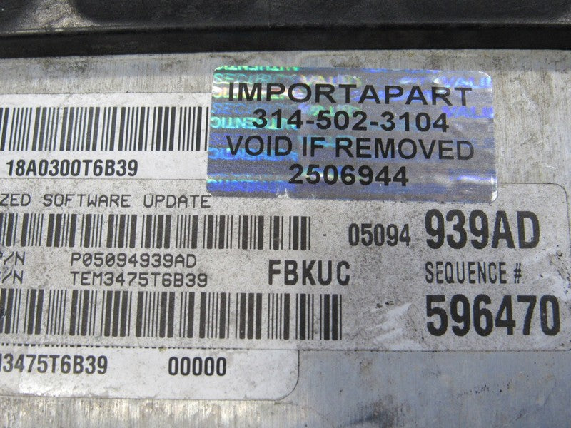 PROGRAMMED PLUG & PLAY 06 Jeep Liberty KJ 3.7L AT ECM 05094939AD 939 P