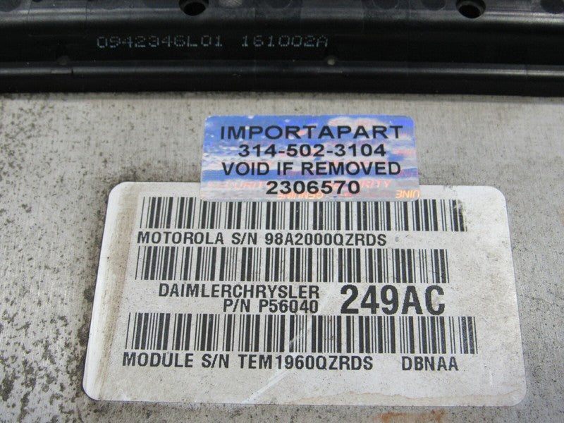 01 Dodge Durango 4.7 ECU ECM PCM Engine Computer Control 249 56040249A