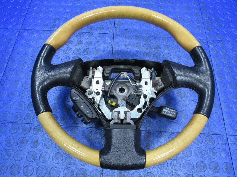 02-05 Lexus SC430 Driver Steering Wheel Wood Grain Black Leather OEM 5