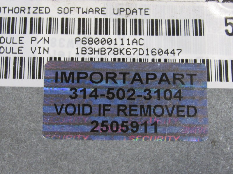 PROGRAMMED PLUG & PLAY 07 Dodge Caliber 2.4 CVT FWD ECM 68000111AC 111