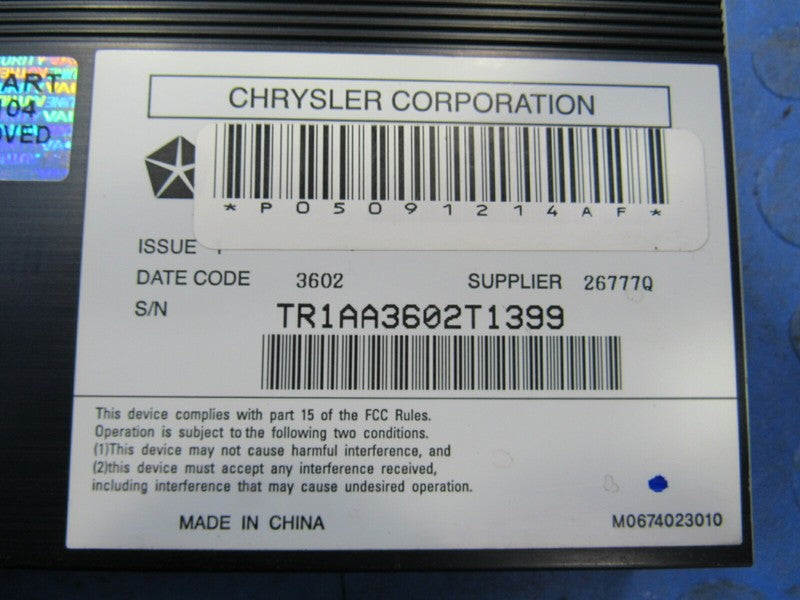 11-16 Durango Grand Cherokee Audio Stereo Radio Amplifier Amp 05091214