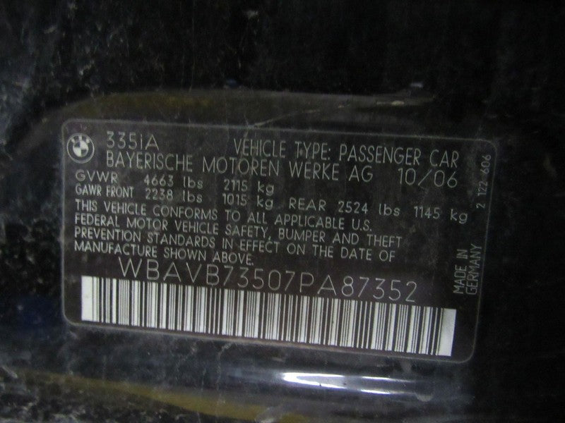 07-11 BMW 328 335 4DR Sedan Fuel Tank Door Gas Filler Lid Schwarz 2 66