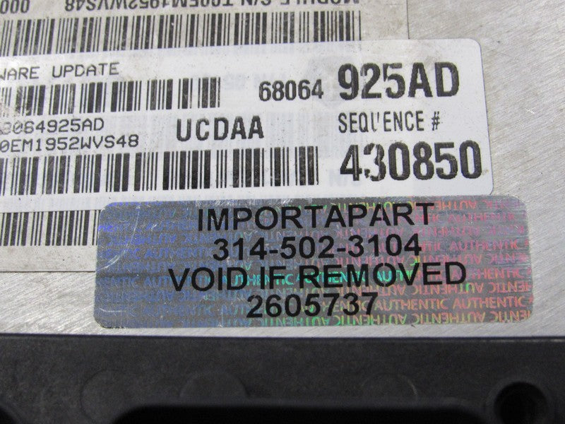 PLUG & PLAY 12 Ram Truck 5.7L 4X2 AT ECU Engine Computer 68064925 PROG