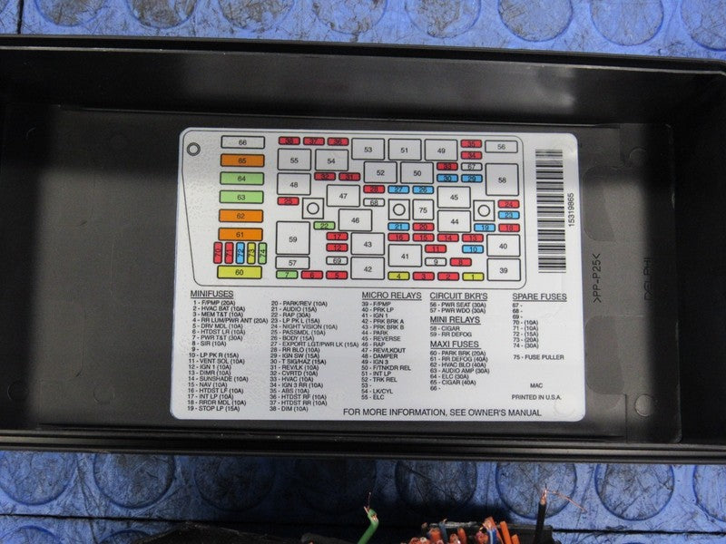 01-03 Cadillac Deville Cabin Under Seat 15328711 Interior Fuse Relay B