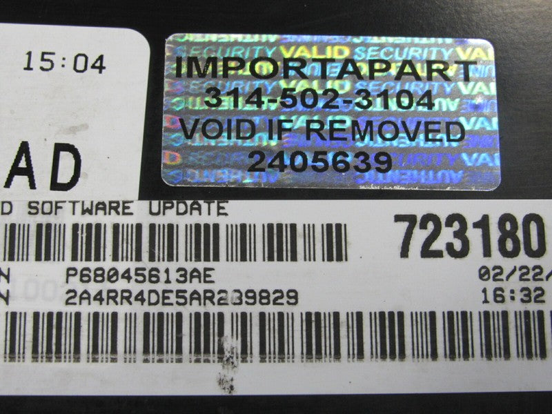 10 Caravan Town & Country 3.3 ECU ECM PCM Engine Computer 68045613AE 6
