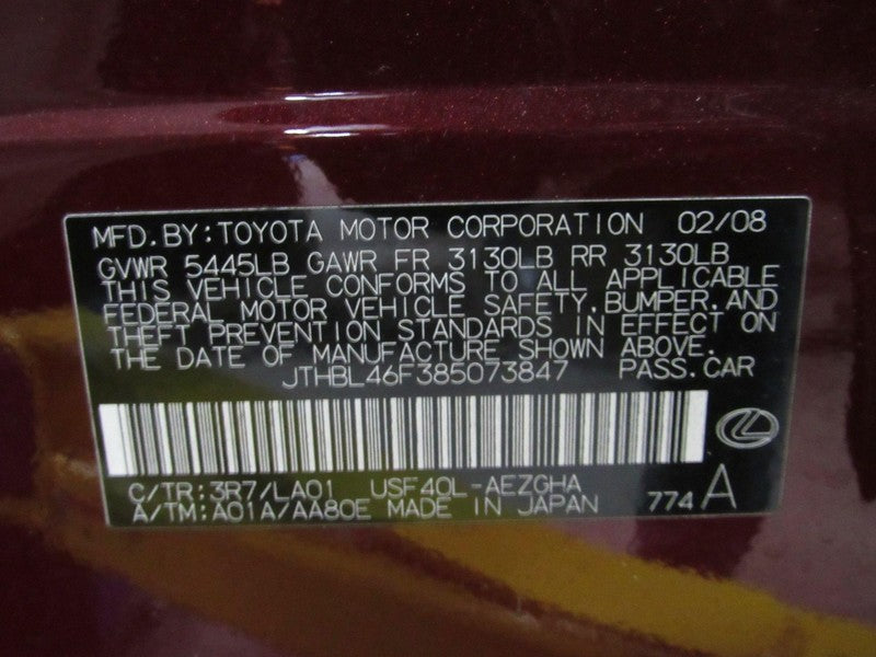 07-09 Lexus LS460 Right RH Passenger Quarter Outer LED Tail Light Tail