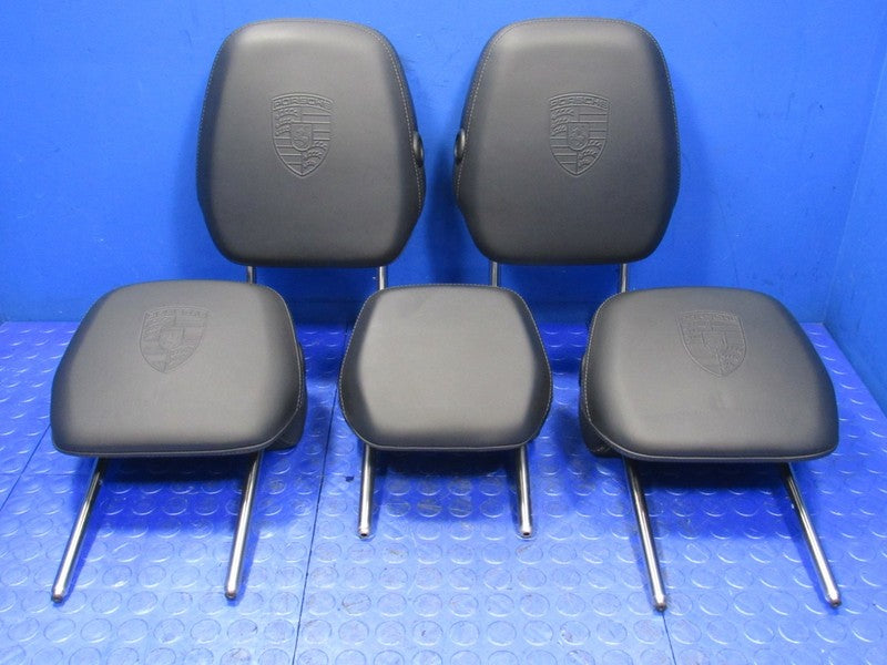 11-18 Porsche Cayenne 958 Front & Rear Headrests W/ Crest Set of 5 Bla