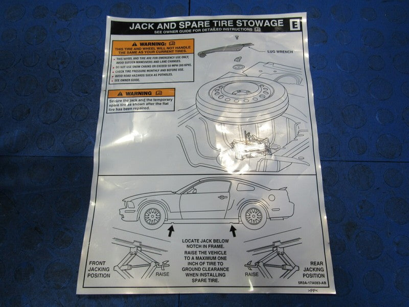 05-09 Ford Mustang 17x5 Aluminum Spare Tire Wheel Donut Emergency Jack