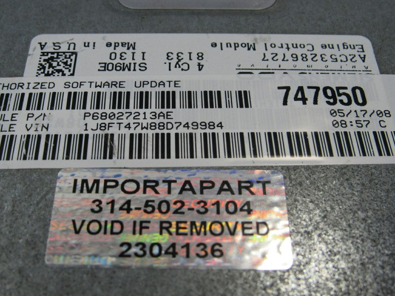 PLUG & PLAY 08 Jeep Compass Patriot 2.4 Engine Computer ECU 68027213 P