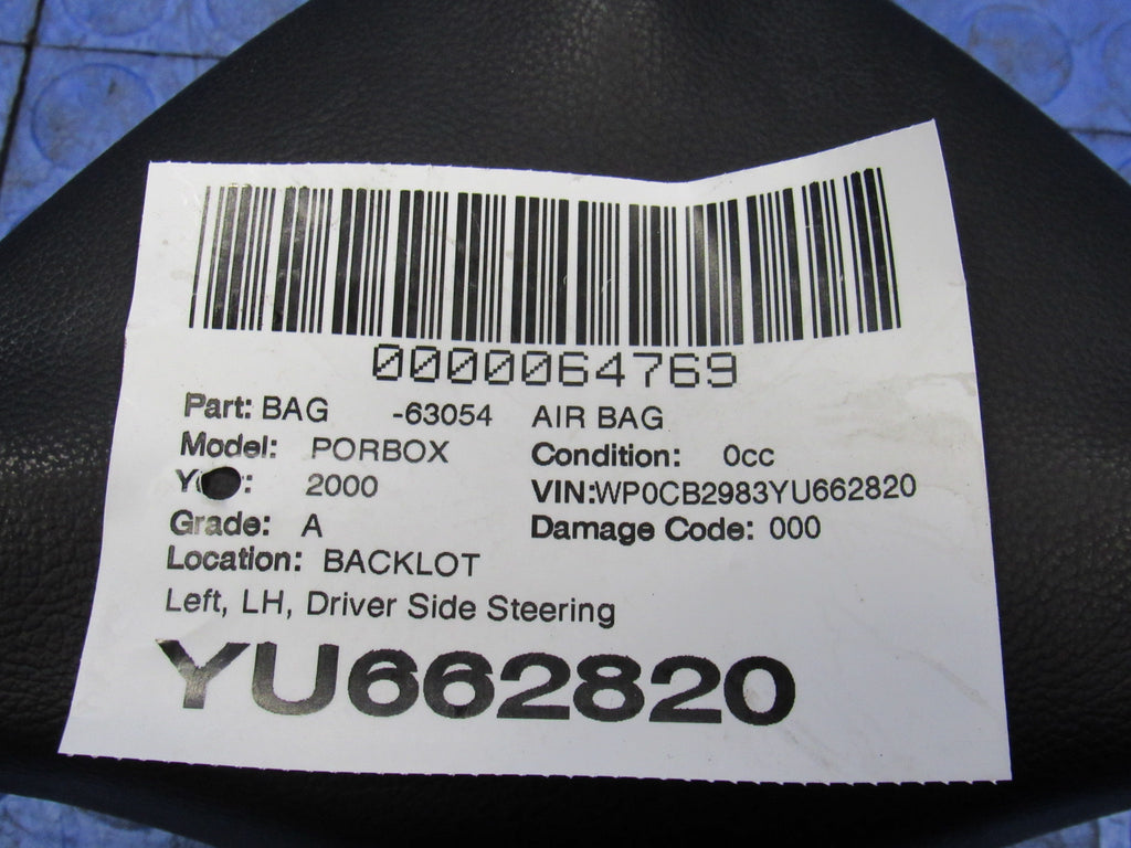 99-04 Porsche Boxster 911 3-Spoke Vinyl Driver Steering Wheel Airbag Air Bag 639