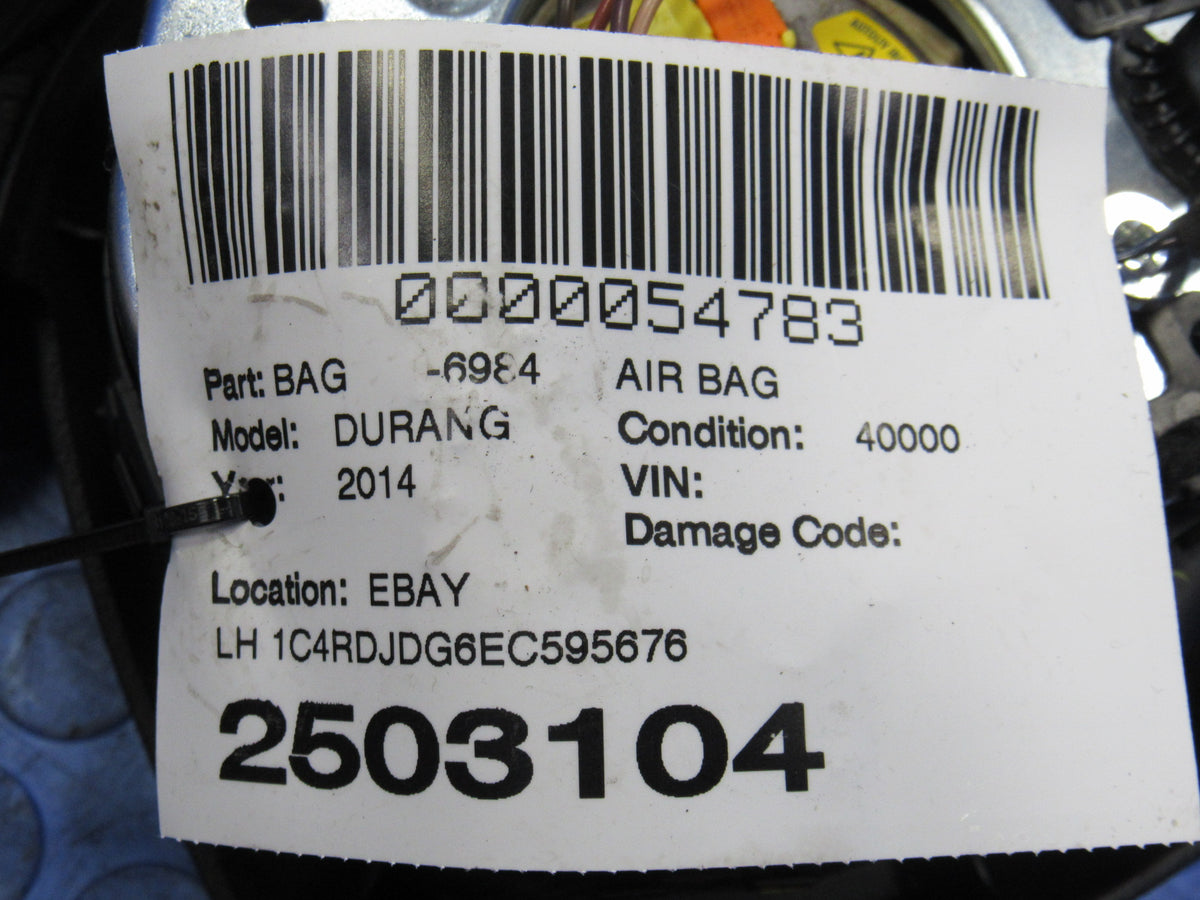 2014-2015 Dodge Durango Driver LH Left Steering Wheel Airbag Air Bag Black 3104